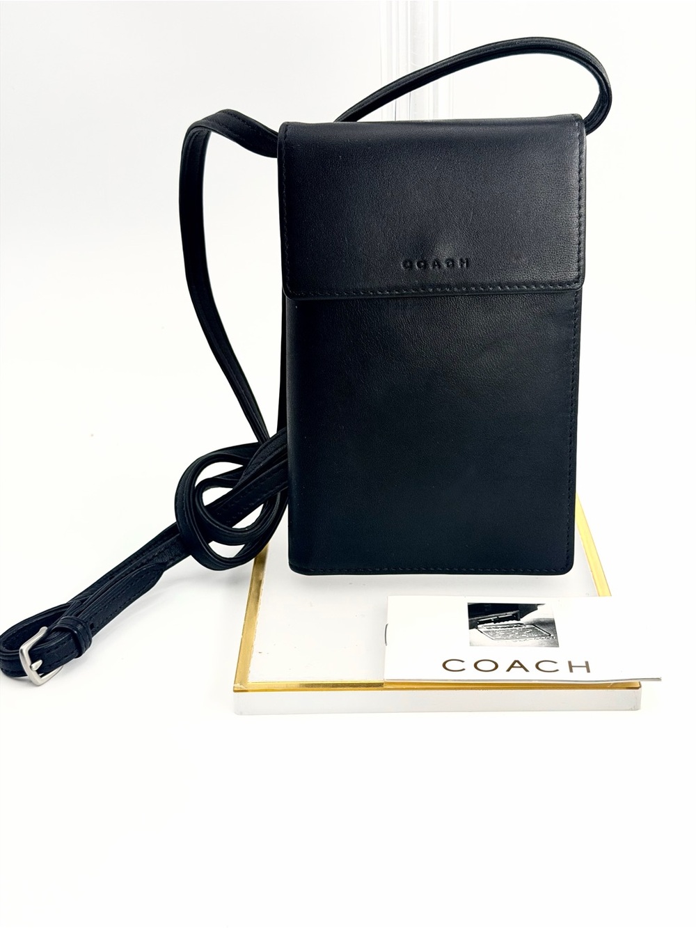 Vintage Coach Black Leather Crossbody Wallet Clutch #7198 NWOT- 99’-00’ Model
